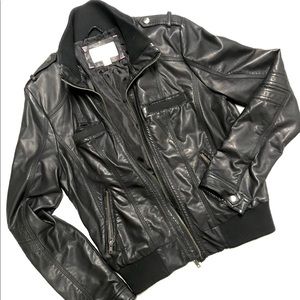 Black Bomber Jacket (Faux Leather)
